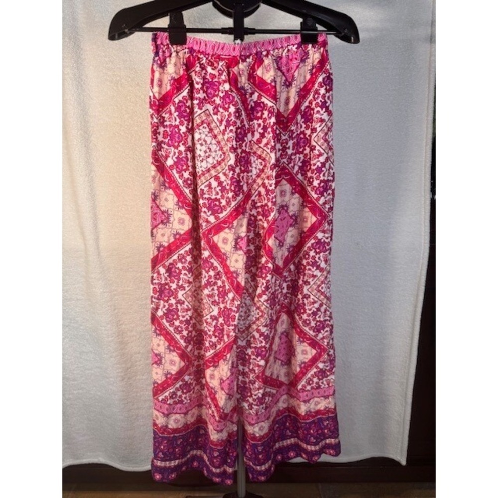 EUC Women's floral wide leg pull on casual polazzo pants Size M-L